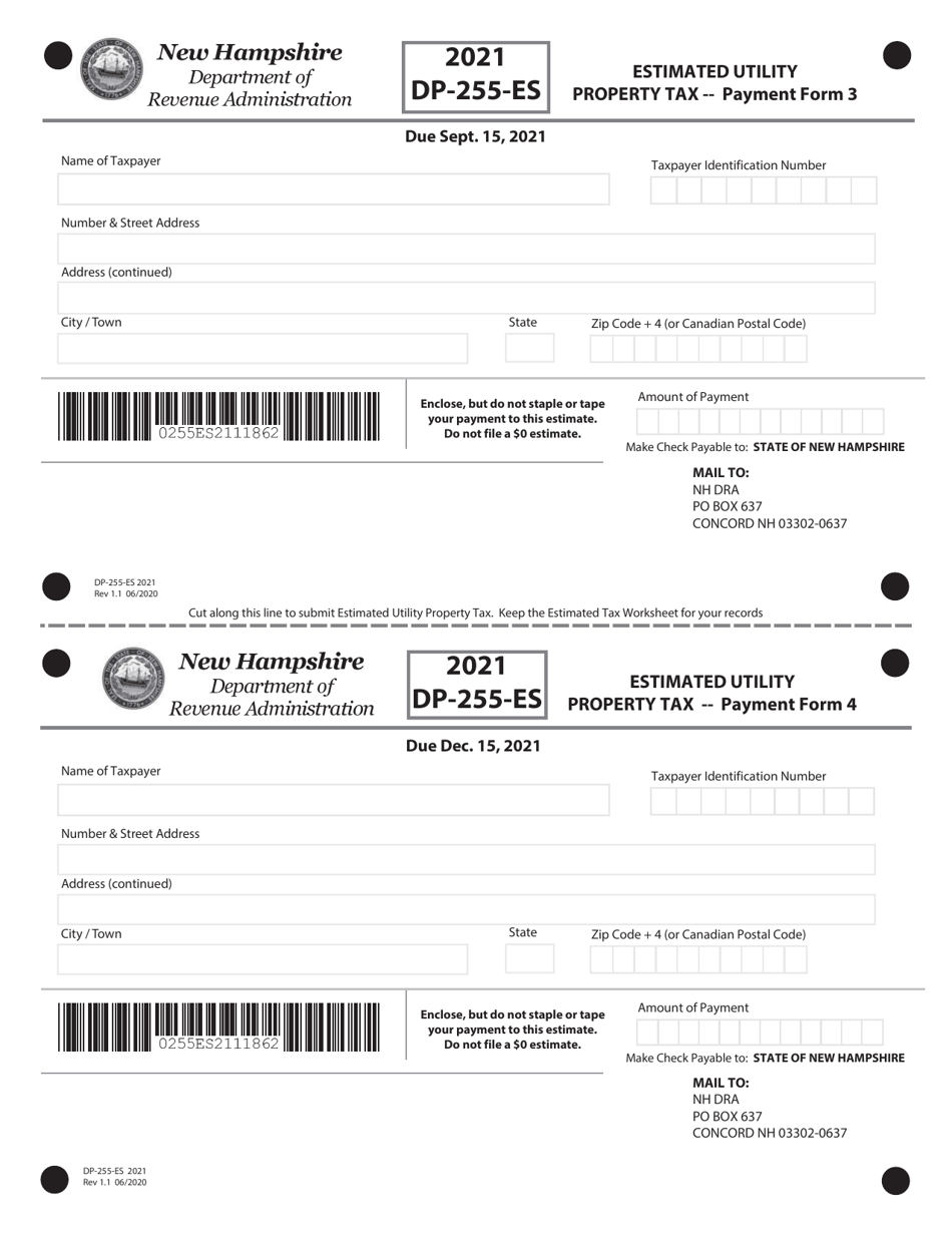 Form DP-255-ES Estimated Utility Property Tax - New Hampshire, Page 3