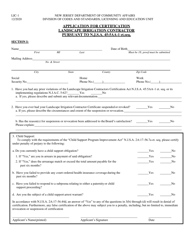 Form LIC-1 &quot;Application for Certification Landscape Irrigation Contractor Pursuant to N.j.s.a. 45:5aa-1 Et. Seq.&quot; - New Jersey