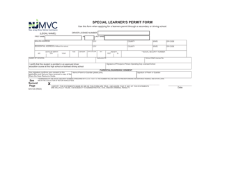 Form BA-412D Special Learner&#039;s Permit Form - New Jersey