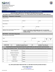 Document preview: Form DO-21B Driver's History Abstract Application Request - New Jersey