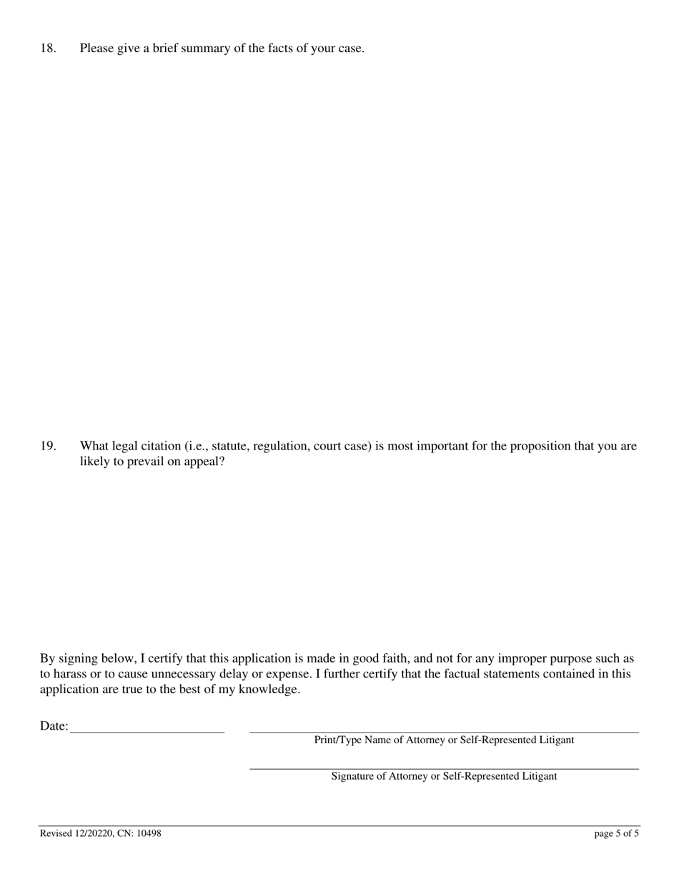 Form 10498 Application for Permission to File Emergent Motion - New Jersey, Page 5