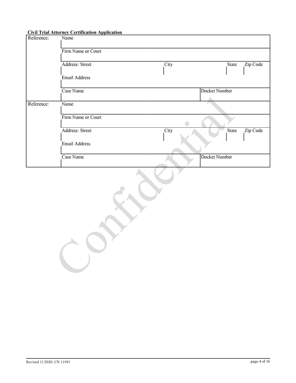 Form 11991 Civil Trial Attorney Certification Application - New Jersey, Page 4