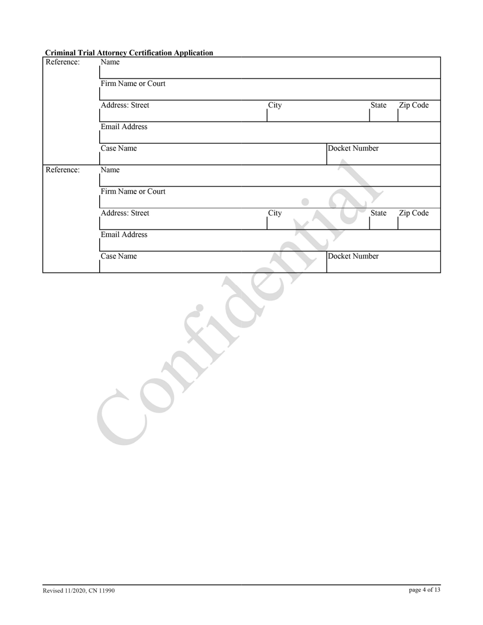 Form 11990 Criminal Trial Attorney Certification Application - New Jersey, Page 4