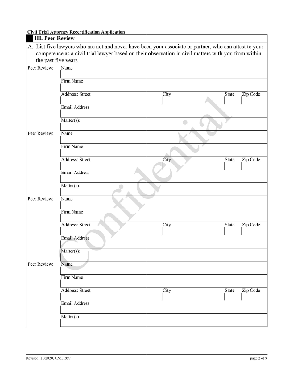Form 11997 Civil Trial Attorney Recertification Application - New Jersey, Page 2
