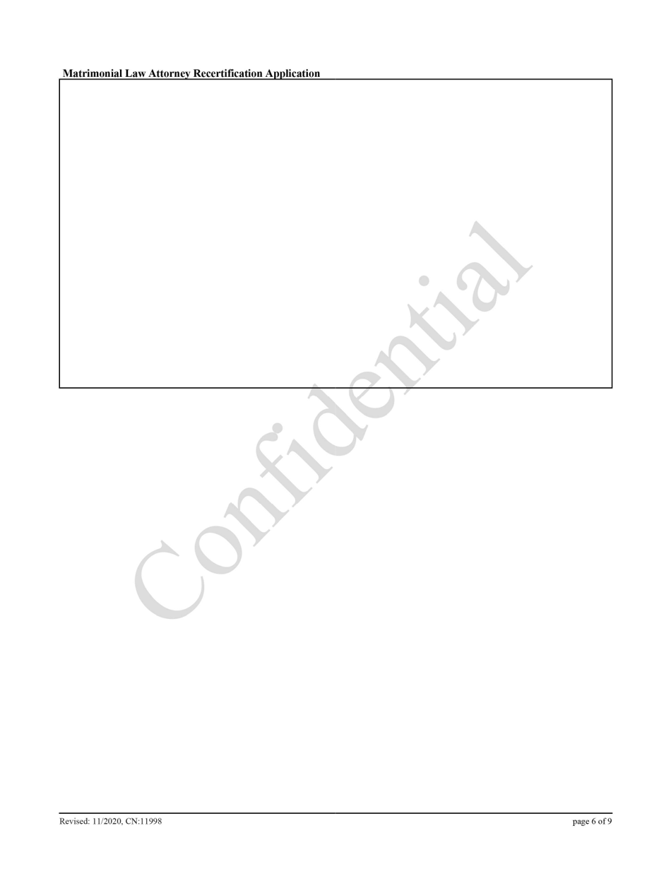 Form 11998 Matrimonial Law Attorney Recertification Application - New Jersey, Page 6
