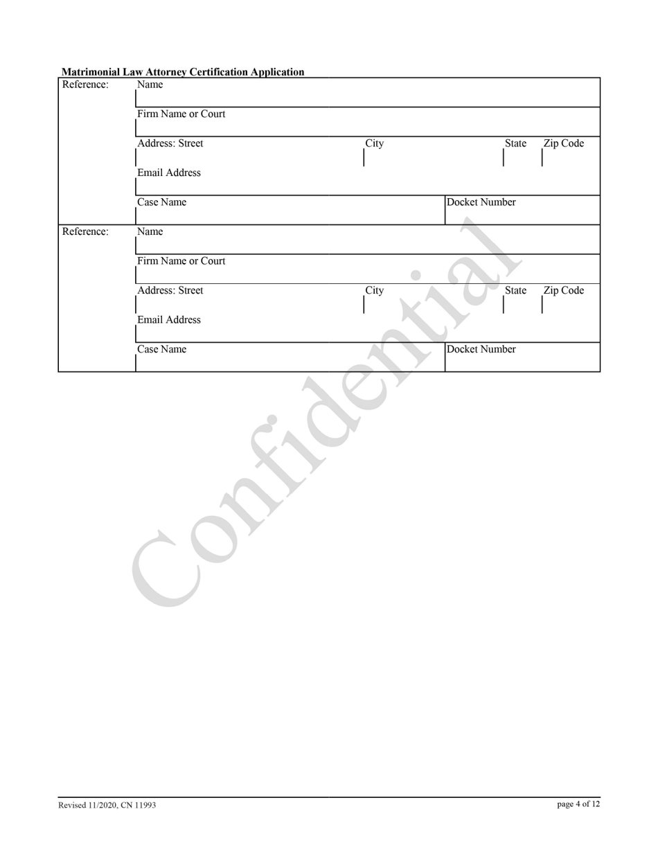 Form 11993 Matrimonial Law Attorney Certification Application - New Jersey, Page 4