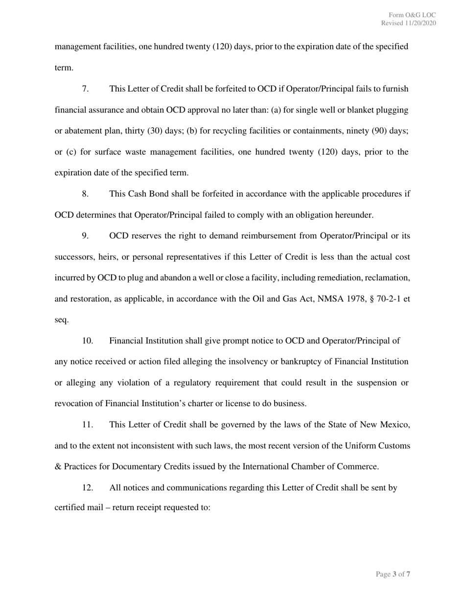 Form OG LOC Letter of Credit - New Mexico, Page 3
