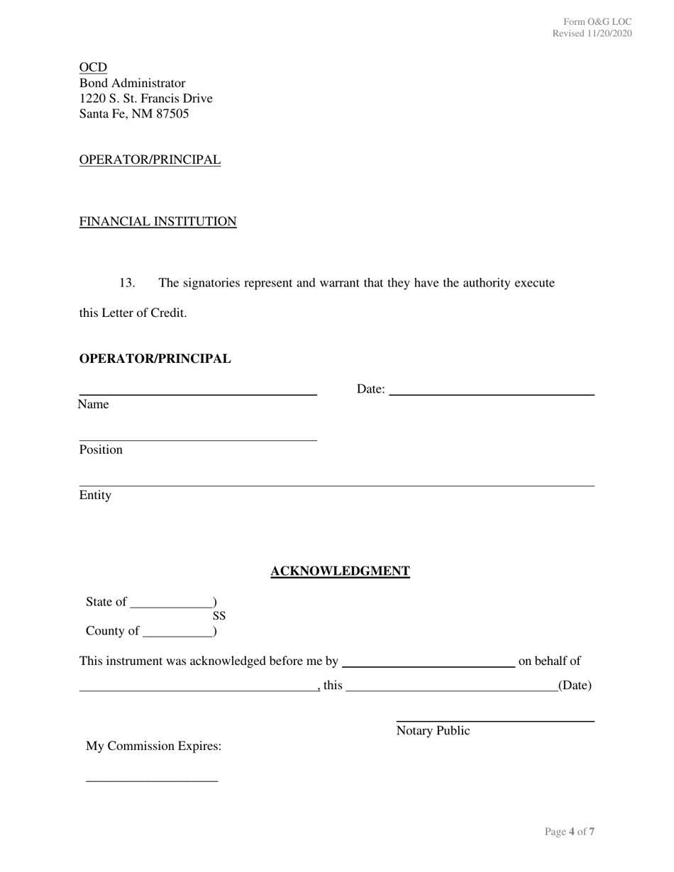 Form OG LOC Letter of Credit - New Mexico, Page 4