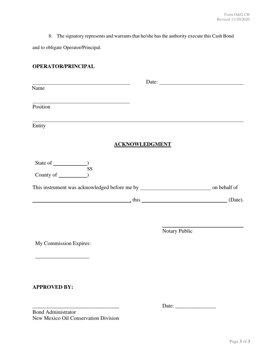 Form OG CB Cash Bond - New Mexico, Page 3