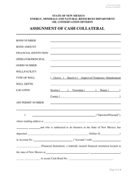 Document preview: Form O&G CBA Assignment of Cash Collateral - New Mexico