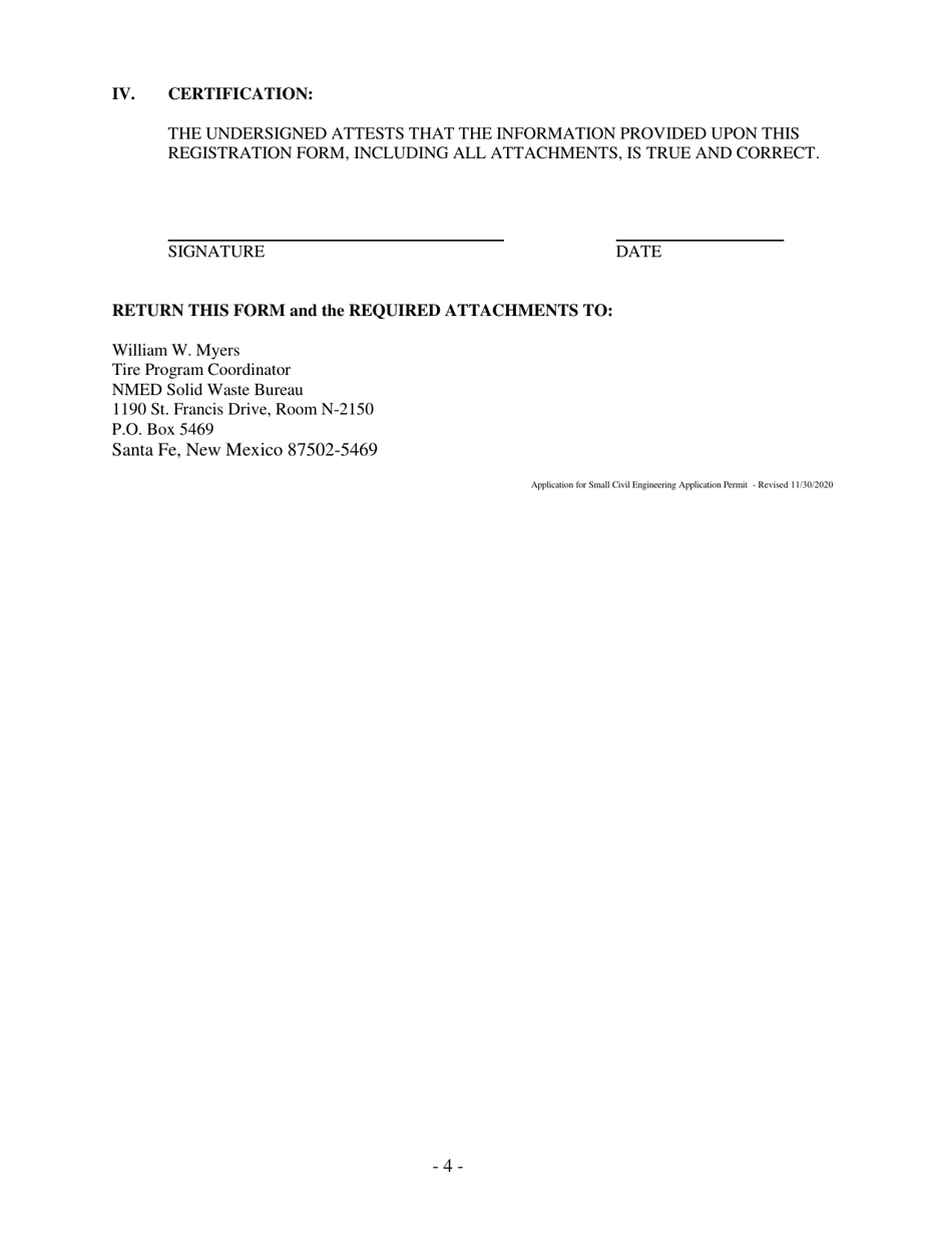 Application for Small Civil Engineering Application Permit - New Mexico, Page 4
