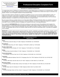 Professional Discipline Complaint Form - New York