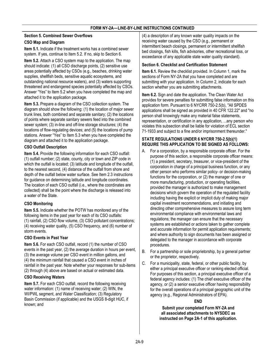DEC Form NY-2A Application for Spdes Permit to Discharge Wastewater New and Existing Publicly Owned Treatment Works - New York, Page 10