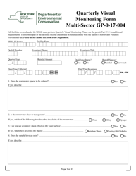Document preview: Quarterly Visual Monitoring Form Multi-Sector Gp-0-17-004 - New York