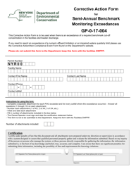 Corrective Action Form for Semi-annual Benchmark Monitoring Exceedances Gp-0-17-004 - New York
