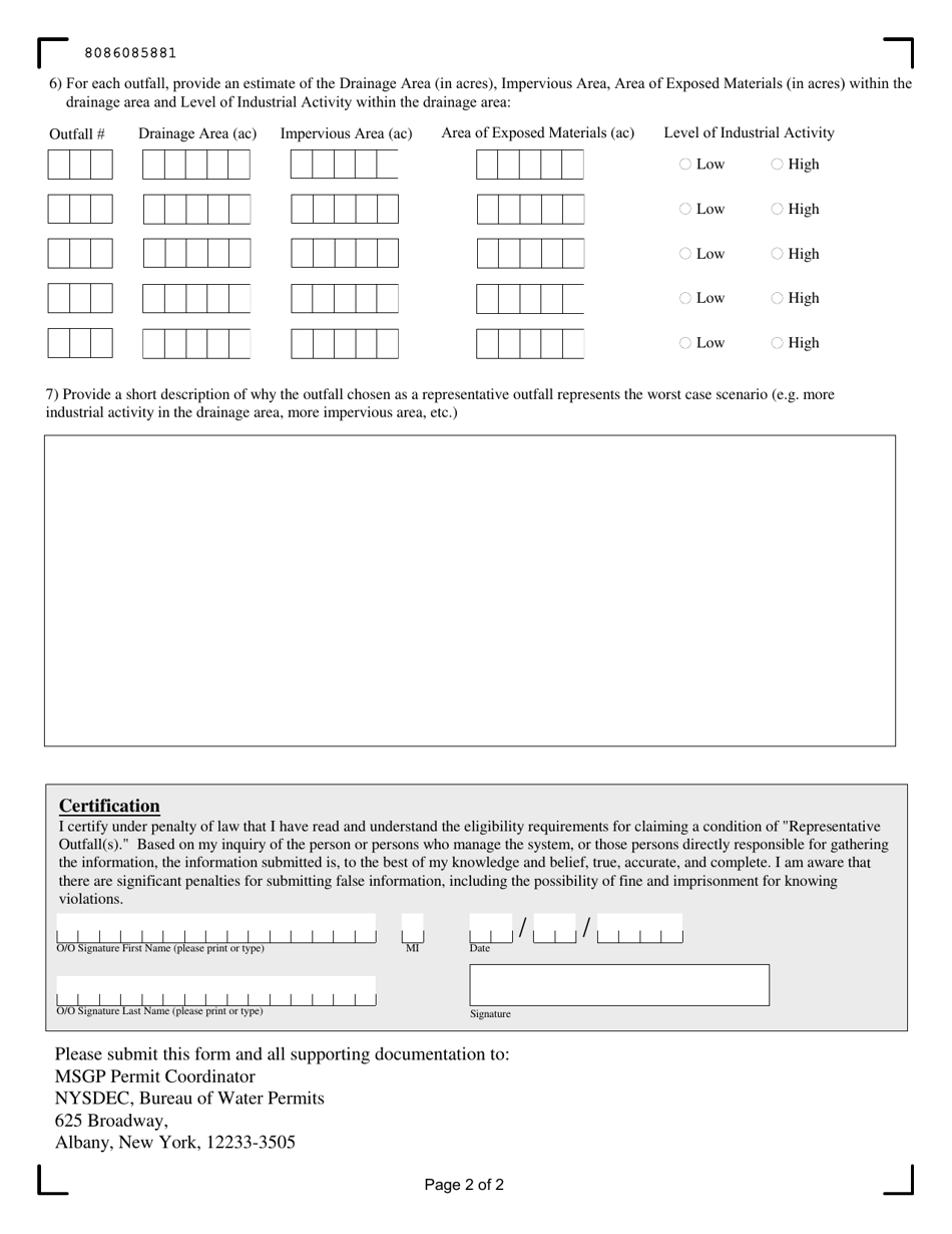 Representative Outfall Waiver Form - New York, Page 2