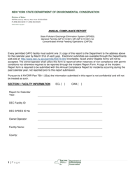 Document preview: Annual Compliance Report - State Pollutant Discharge Elimination System (Spdes) General Permits (Gp-0-16-001) or (Gp-0-19-001) for Concentrated Animal Feeding Operations (Cafos) - New York