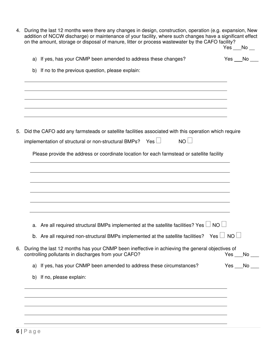 Annual Compliance Report - State Pollutant Discharge Elimination System (Spdes) General Permits (Gp-0-16-001) or (Gp-0-19-001) for Concentrated Animal Feeding Operations (Cafos) - New York, Page 6
