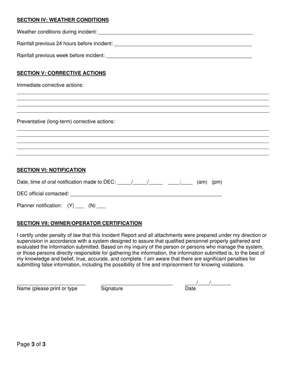 Incident Report - State Pollutant Discharge Elimination System (Spdes) General Permits (Gp-0-16-001) or (Gp-0-19-001) for Concentrated Animal Feeding Operation (Cafo) - New York, Page 3