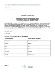 Notice of Termination - State Pollutant Discharge Elimination System (Spdes) General Permits (Gp-0-16-001) or (Gp-0-19-001) for Concentrated Animal Feeding Operations (Cafos) - New York