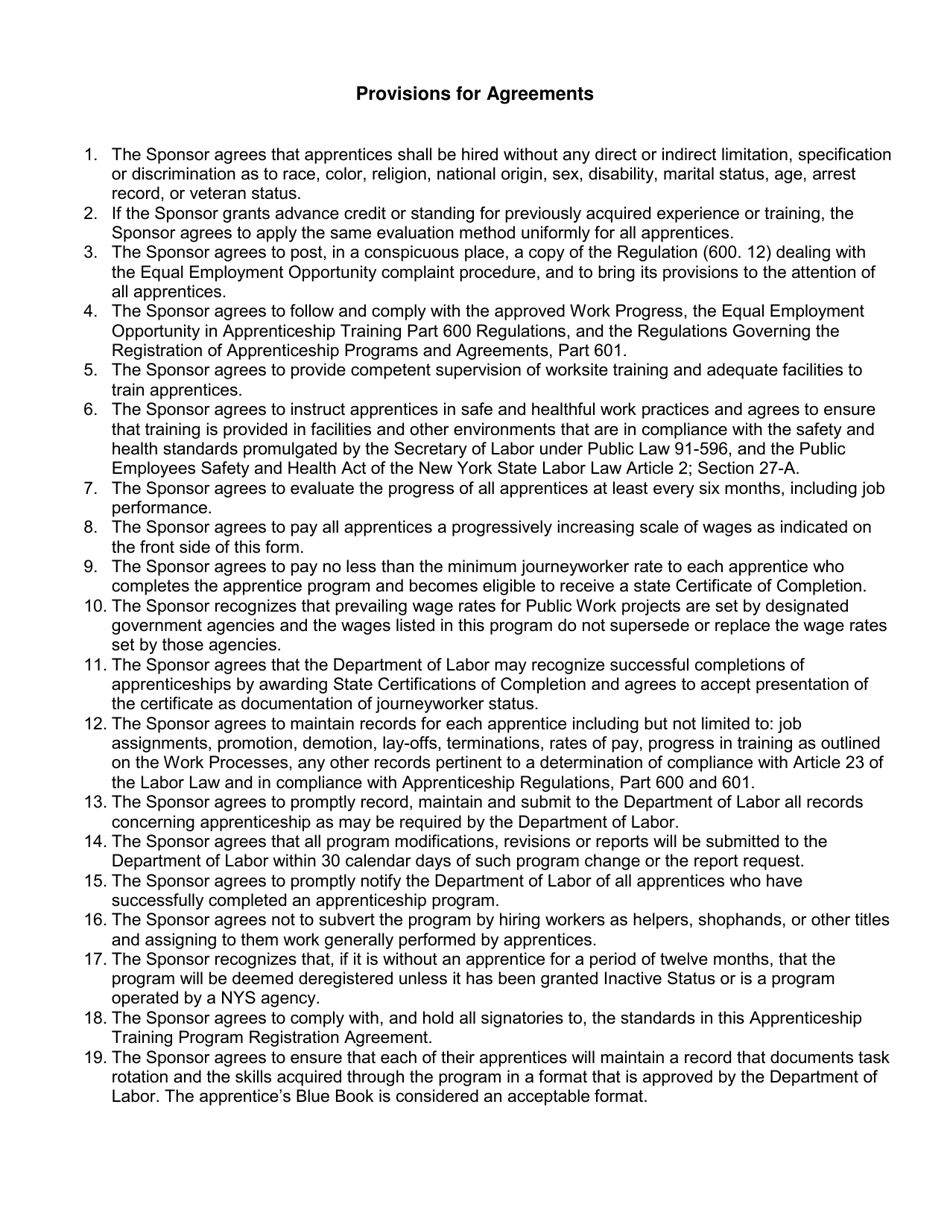 Form AT10 Apprentice Training Program Registration Agreement - New York, Page 2