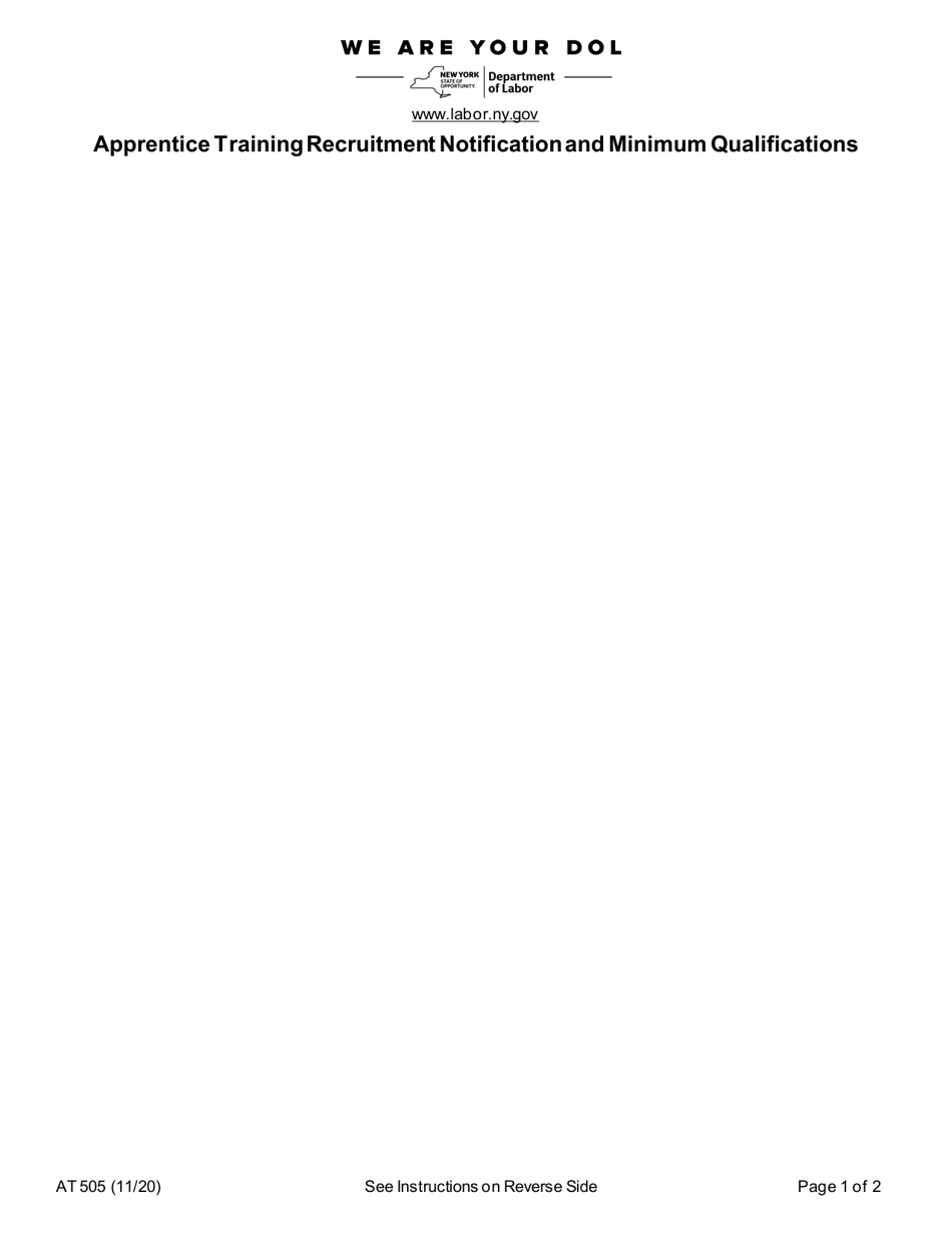 Form AT505 Apprentice Training Recruitment Notification and Minimum Qualifications - New York, Page 3