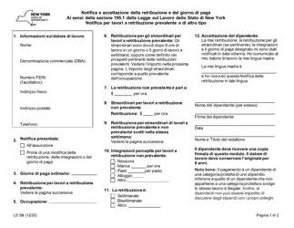 Form LS58I Pay Notice for Prevailing Rate and Other Jobs - New York (Italian)