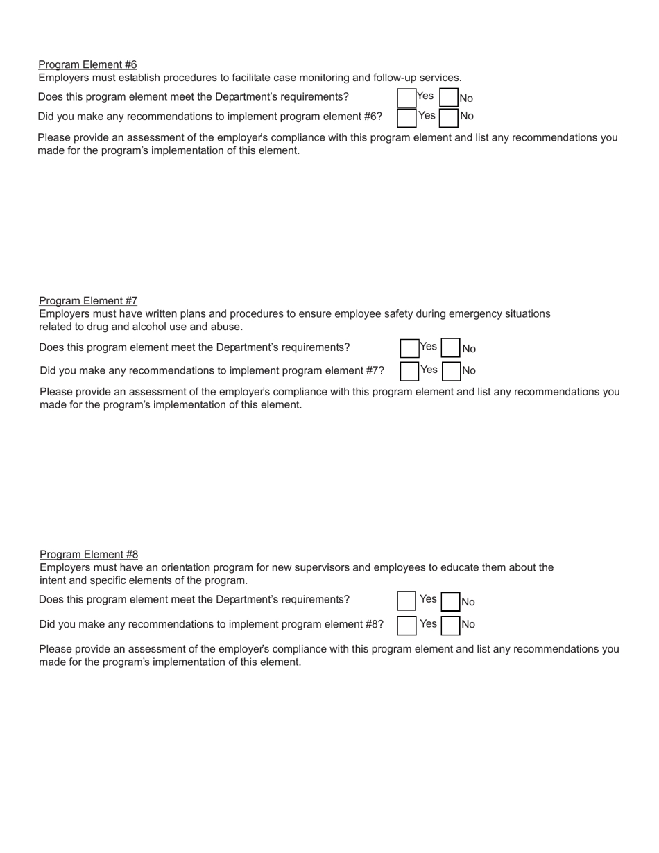 Form SH928 Workplace Safety  Loss Prevention Incentive Program Drug and Alcohol Prevention Program - Section 1.14 of Icr 60 Evaluation Report - New York, Page 5