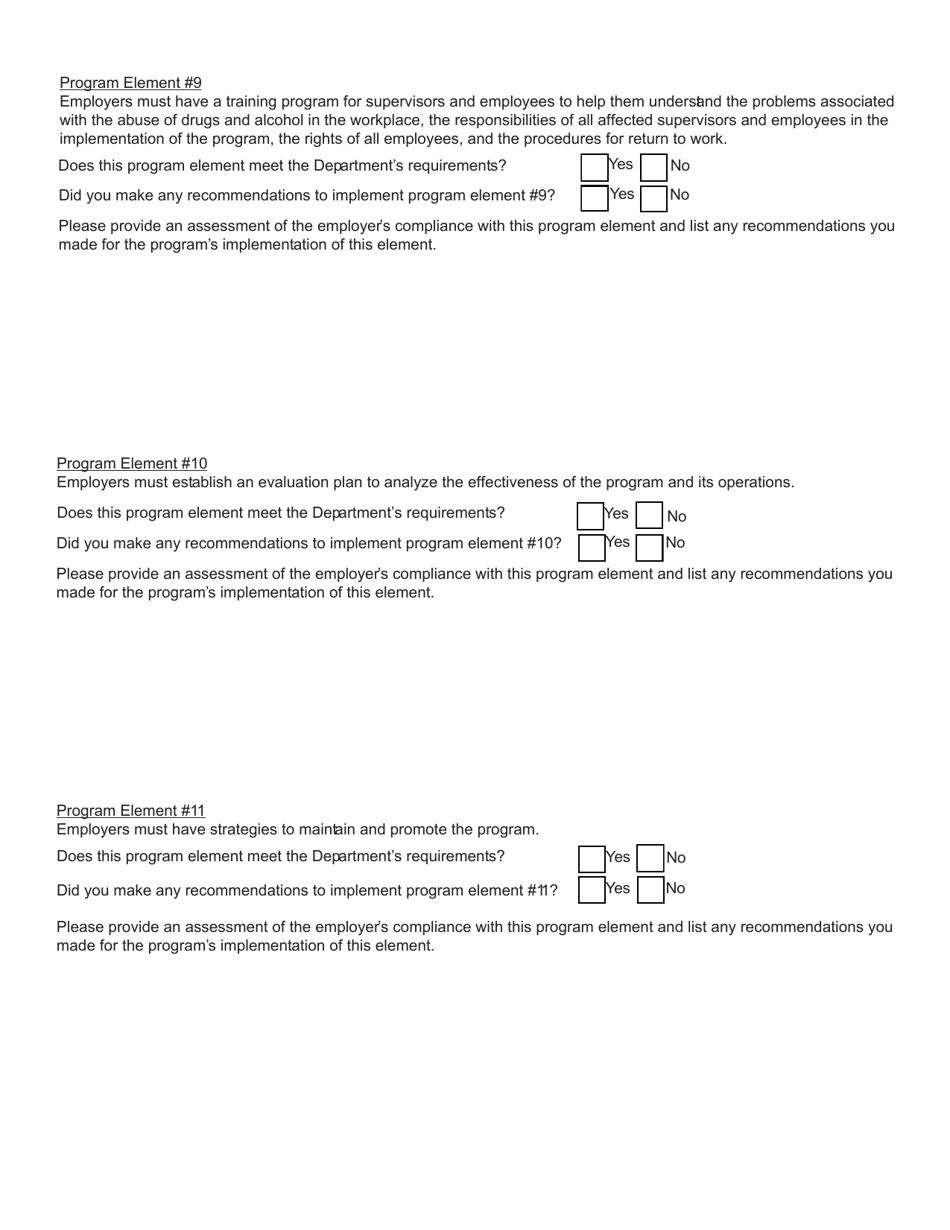 Form SH928 Workplace Safety  Loss Prevention Incentive Program Drug and Alcohol Prevention Program - Section 1.14 of Icr 60 Evaluation Report - New York, Page 6