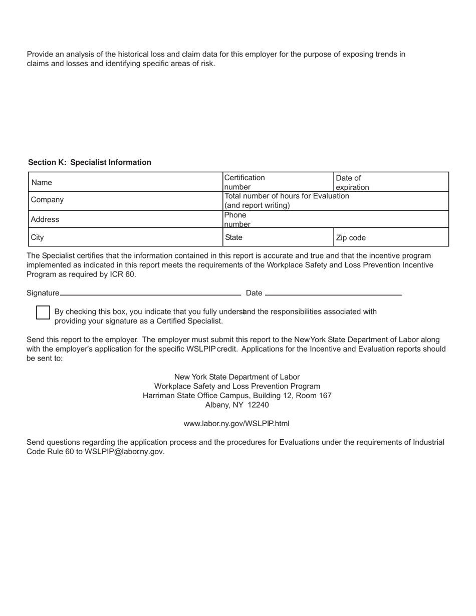 Form SH928 Workplace Safety  Loss Prevention Incentive Program Drug and Alcohol Prevention Program - Section 1.14 of Icr 60 Evaluation Report - New York, Page 9