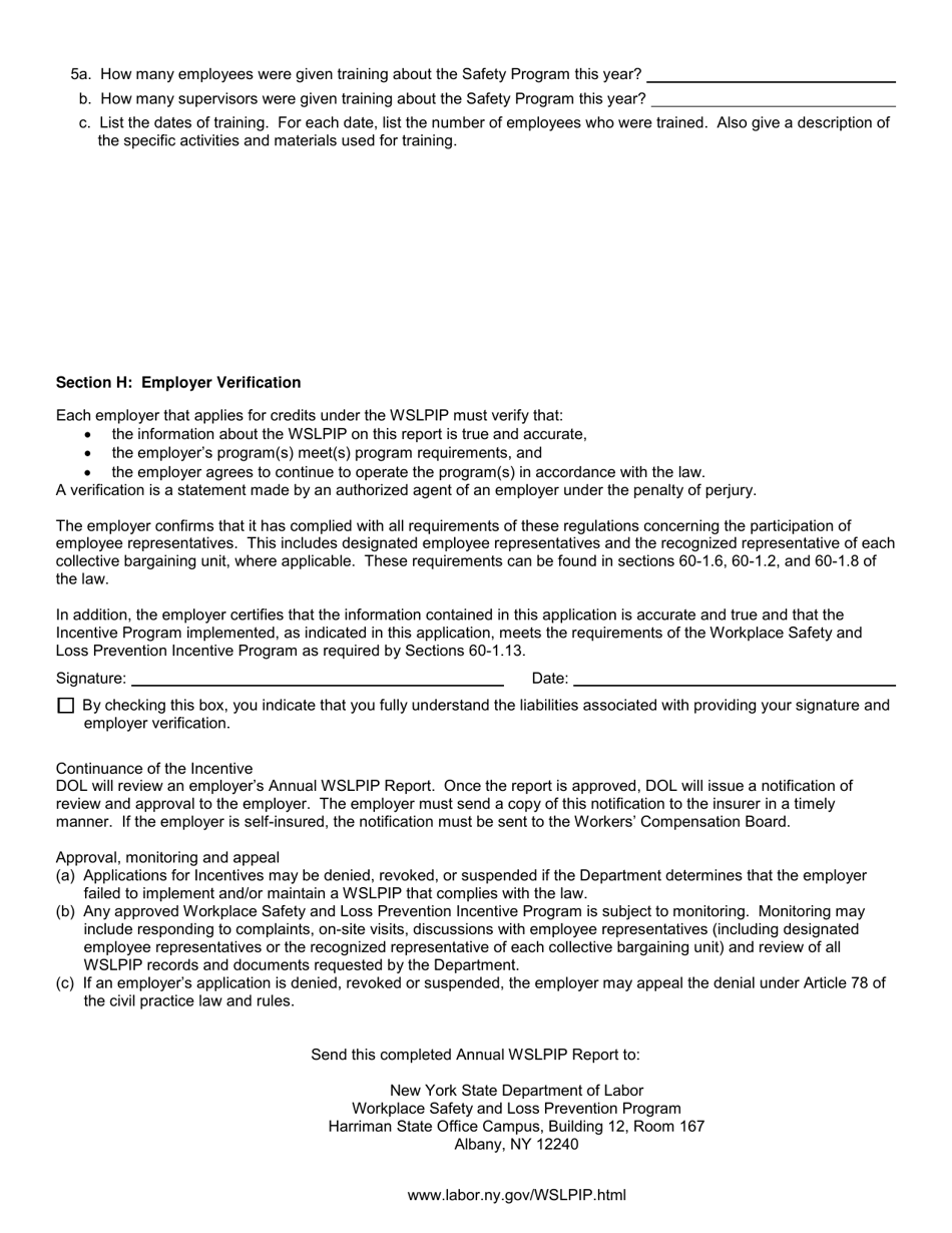 Form SH932 Workplace Safety and Loss Prevention Incentive Program Safety Program Annual Wslpip Report - New York, Page 4