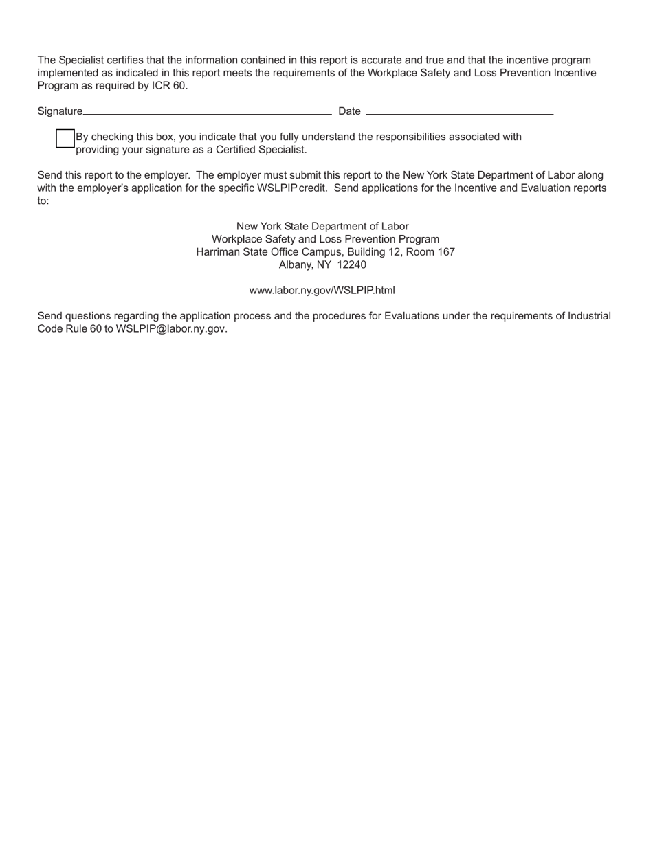 Form SH929 Workplace Safety  Loss Prevention Incentive Program Return to Work Program - Section 1.15 Evaluation Report - New York, Page 10