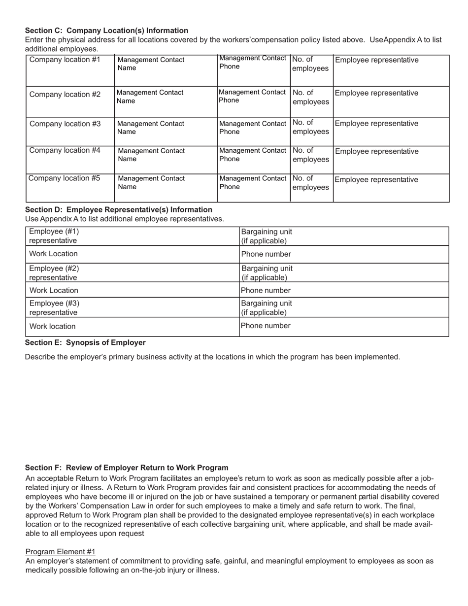 Form SH929 Workplace Safety  Loss Prevention Incentive Program Return to Work Program - Section 1.15 Evaluation Report - New York, Page 2