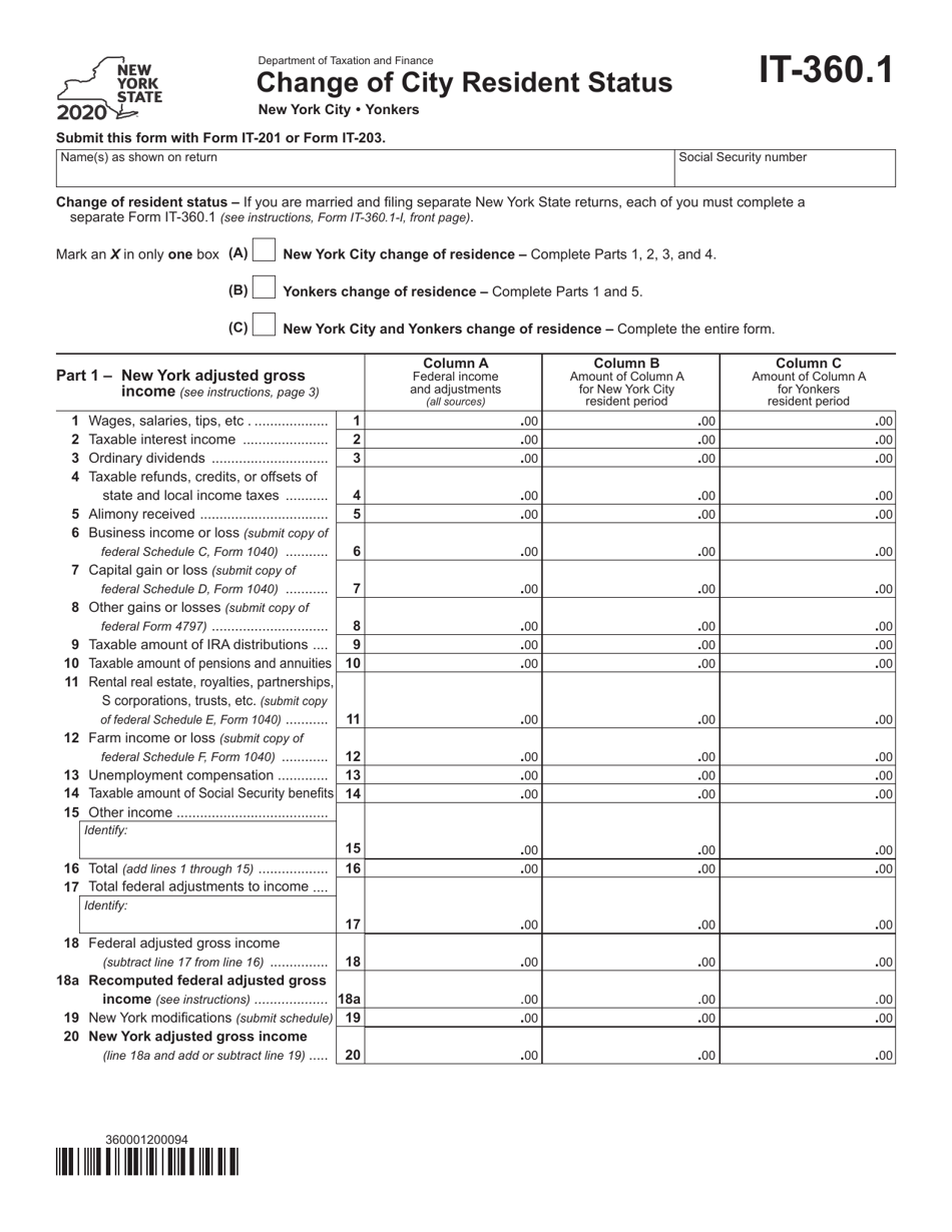 Form IT 360 1 Download Fillable PDF Or Fill Online Change Of City 