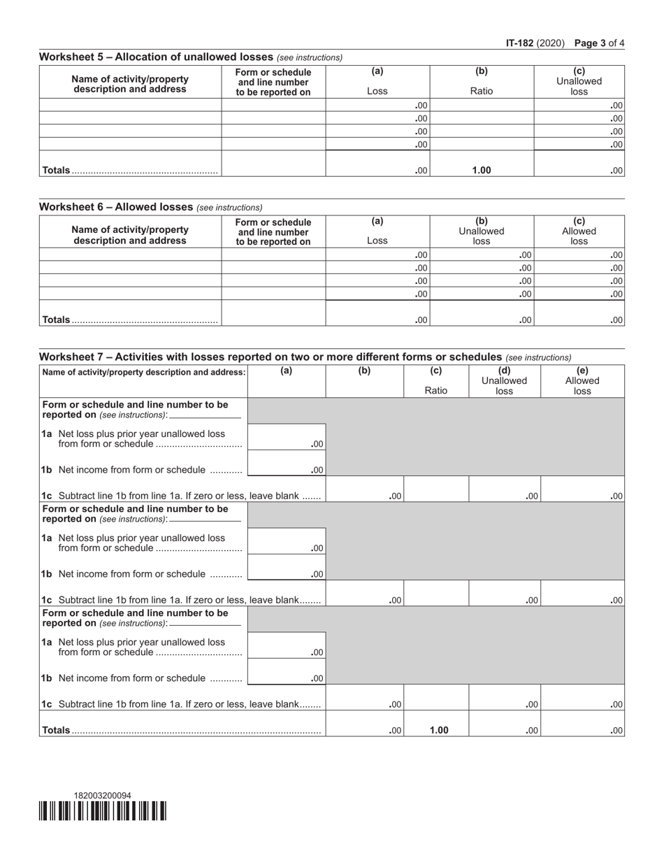 Form IT-182 Passive Activity Loss Limitations - New York, Page 3