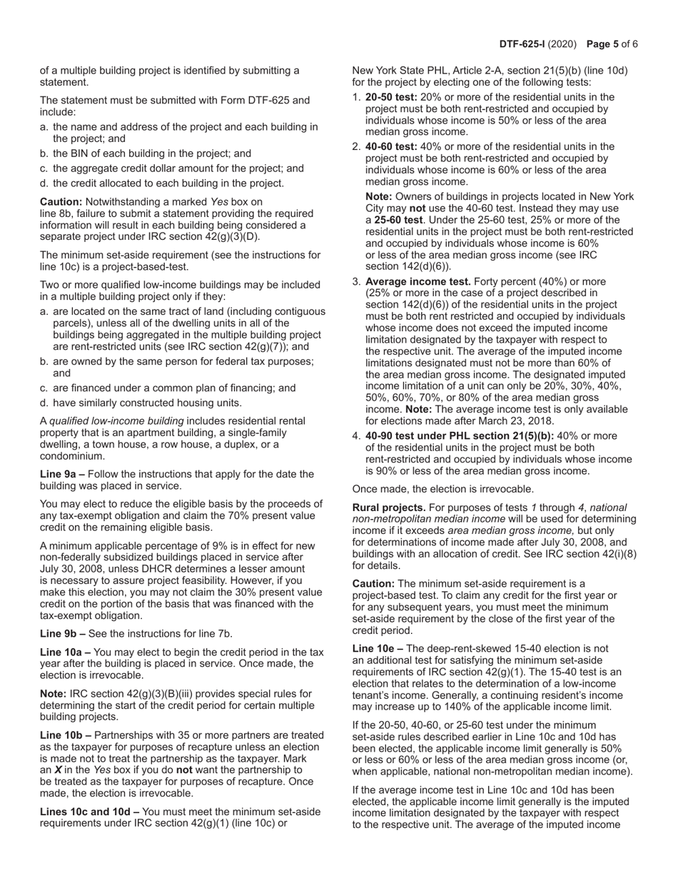 Instructions for Form DTF-625 Low-Income Housing Credit Allocation and Certification - New York, Page 5