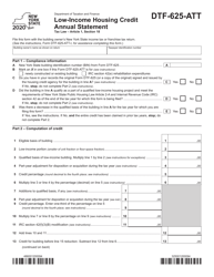 Document preview: Form DTF-625-ATT Low-Income Housing Credit Annual Statement - New York