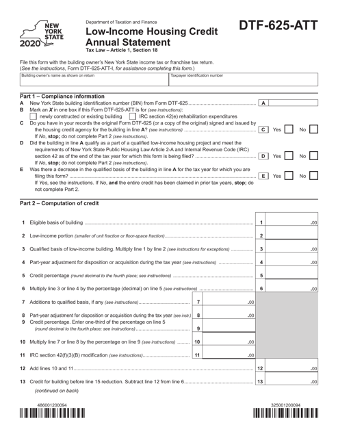 Form DTF-625-ATT 2020 Printable Pdf