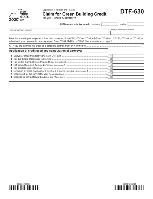 Form DTF-630 2020 Printable Pdf