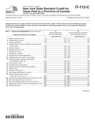Form IT-112-C New York State Resident Credit for Taxes Paid to a Province of Canada - New York