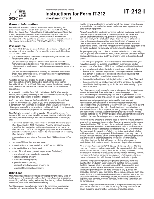 Form IT-212 2020 Printable Pdf