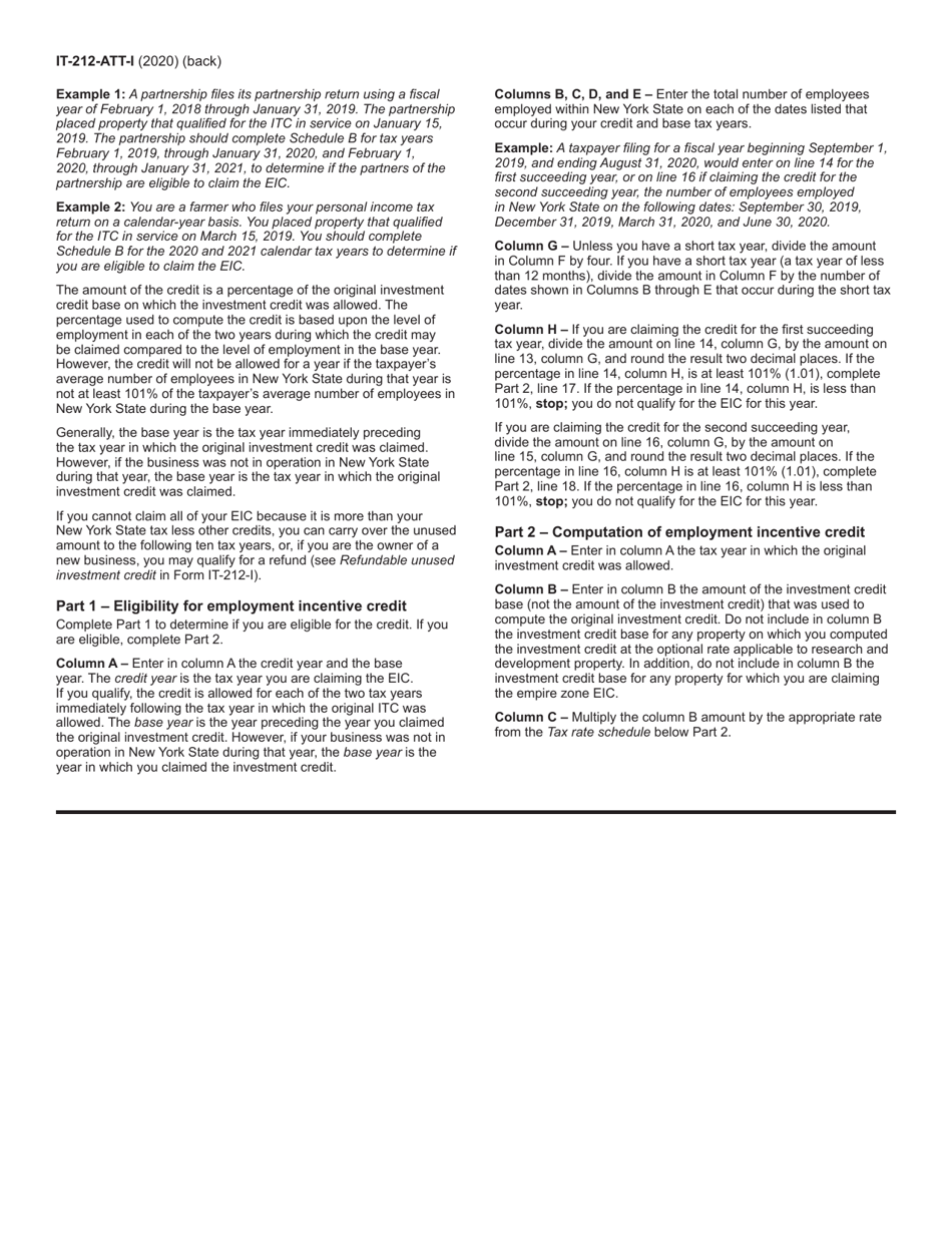 Instructions for Form IT-212-ATT Claim for Historic Barn Rehabilitation Credit and Employment Incentive Credit - New York, Page 2