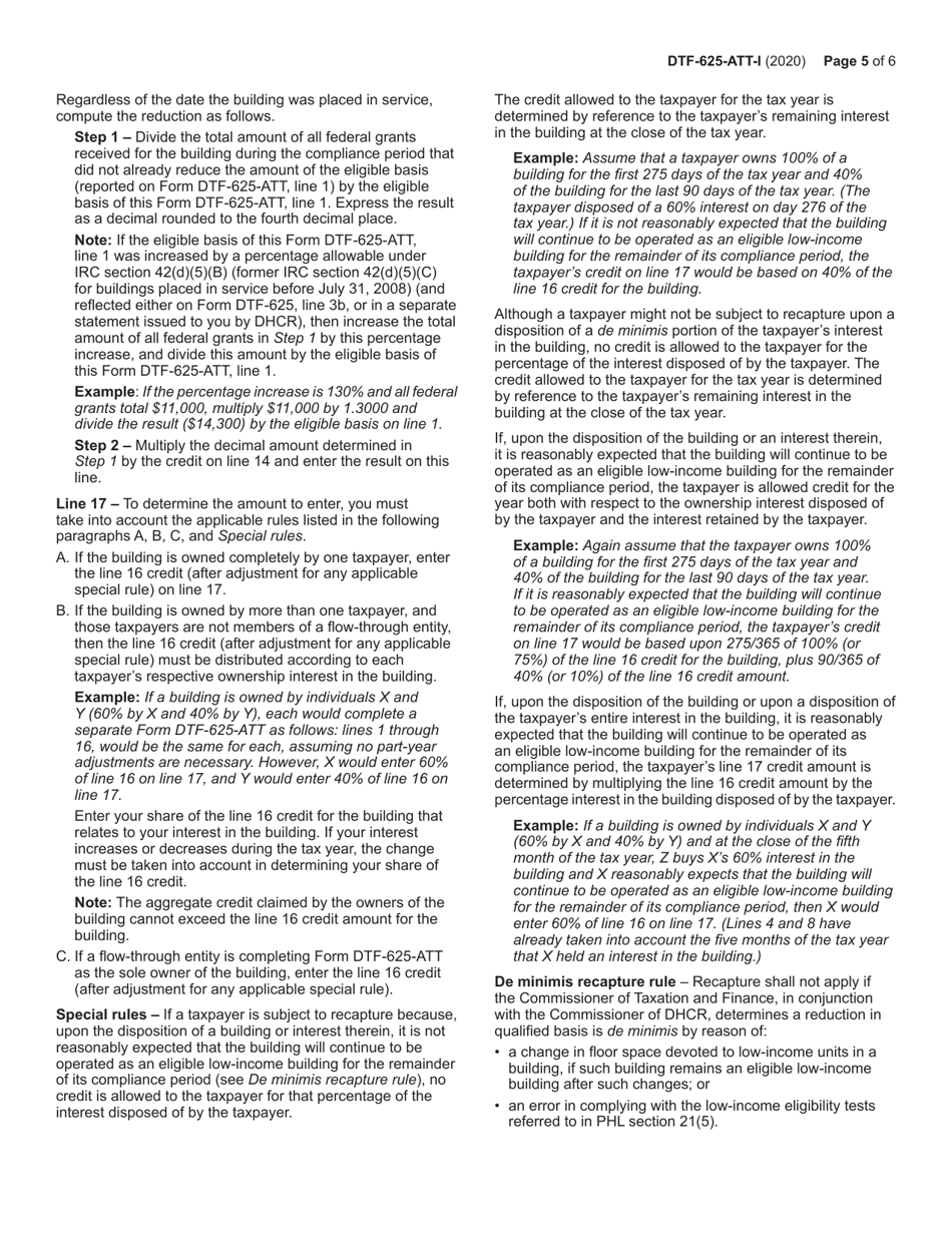 Instructions for Form DTF-625-ATT Low-Income Housing Credit Annual Statement - New York, Page 5