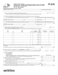 Form IT-216 Claim for Child and Dependent Care Credit - New York