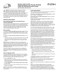 Document preview: Instructions for Form IT-215 Claim for Earned Income Credit - New York