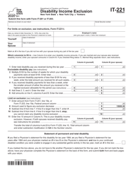 Form IT-221 Disability Income Exclusion - New York