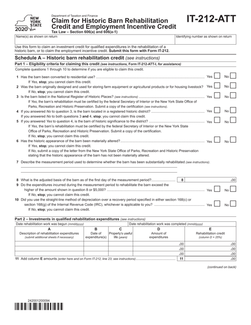 Form IT-212-ATT 2020 Printable Pdf