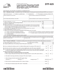 Form DTF-625 Low-Income Housing Credit Allocation and Certification - New York