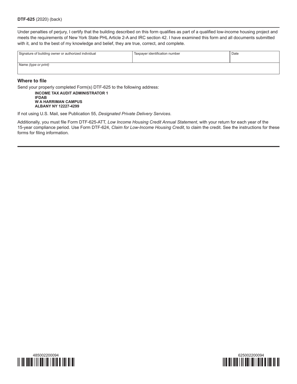 Form DTF-625 Low-Income Housing Credit Allocation and Certification - New York, Page 2