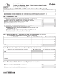 Document preview: Form IT-248 Claim for Empire State Film Production Credit - New York